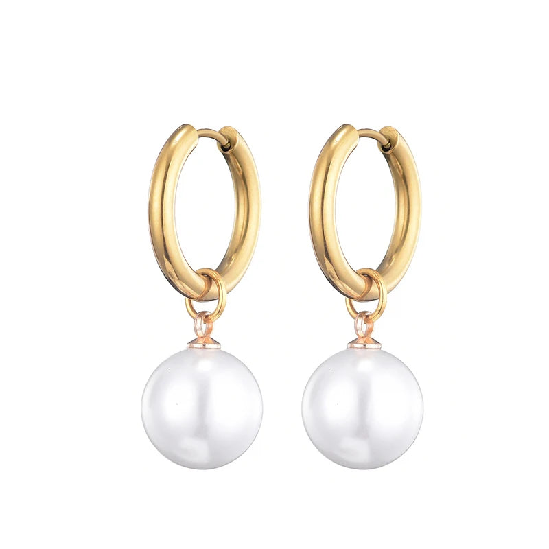 Pendientes De Perlas Blancas