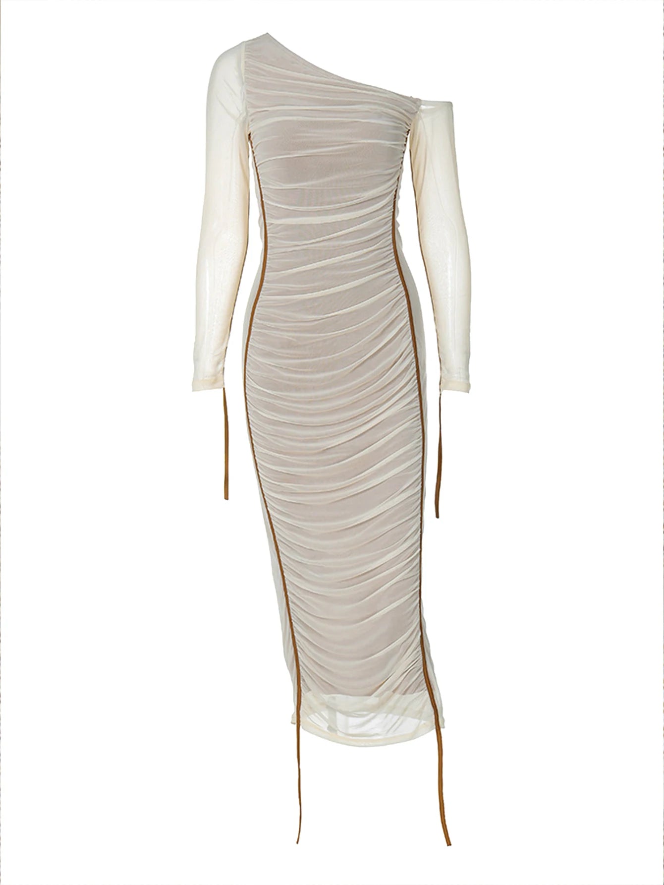 Vestido Doblado Con Empalme De Malla
