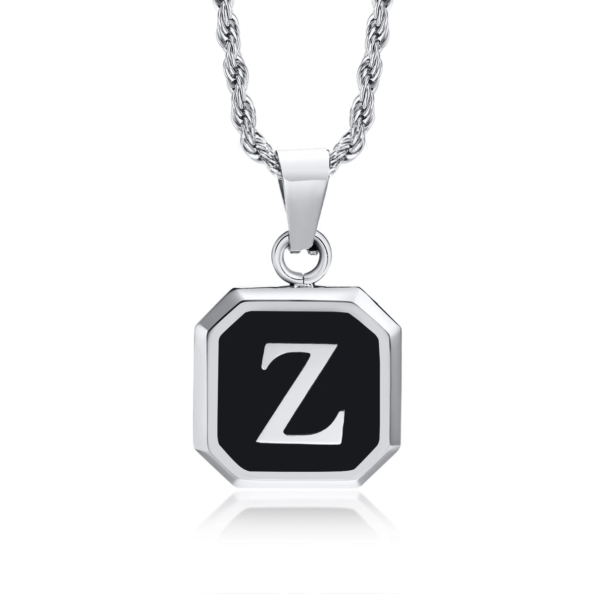 Collar con Inicial en Placa Cuadrada - Z