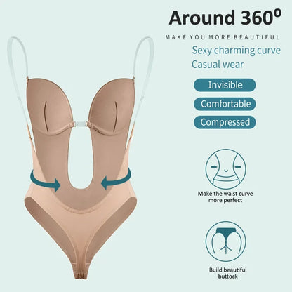 Body moldeador escote profundo sin espalda para vestidos - foto 5