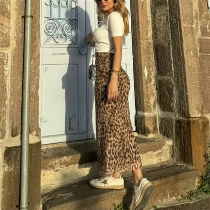 Falda Midi con Estampado de Leopardo