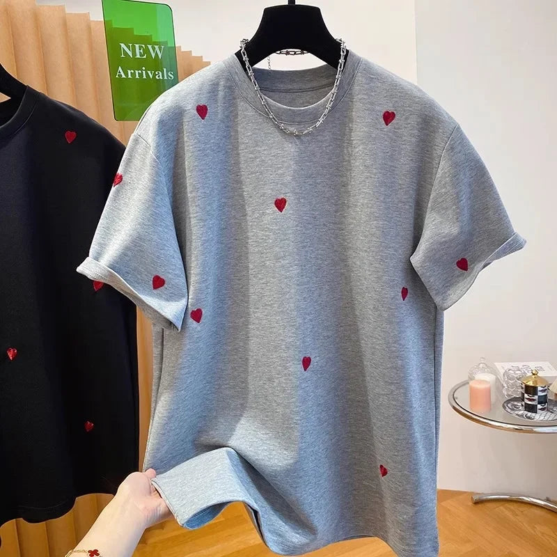 Camiseta Holgada Con Corazones
