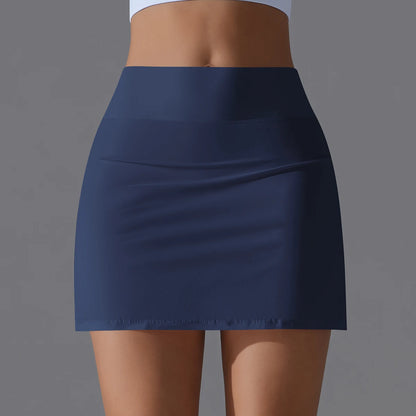 Falda de Yoga de bádminton, falda de tenis, cintura alta, transpirable, secado rápido, elasticidad, doble capa, mallas interiores