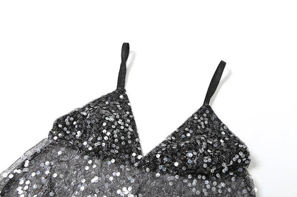 Camisola De Malla Con Lentejuelas
