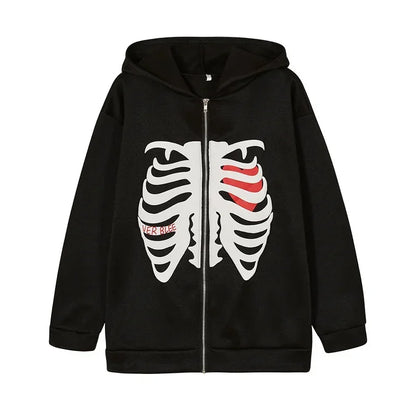 Sudaderas con capucha de esqueleto Y2K