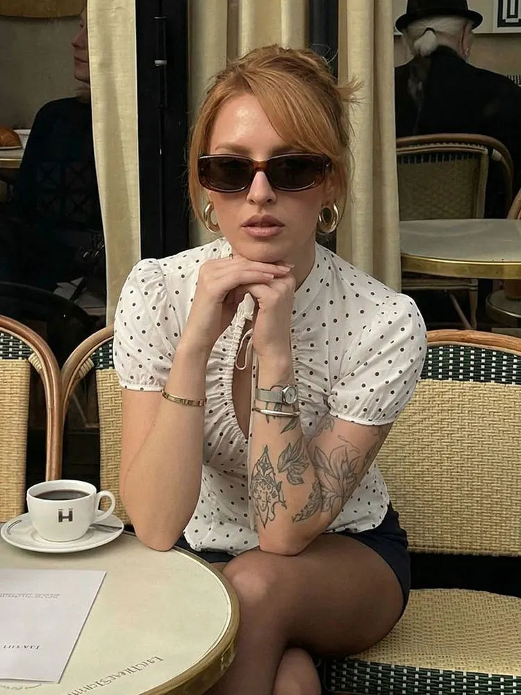 Blusa Con Estampado de Lunares