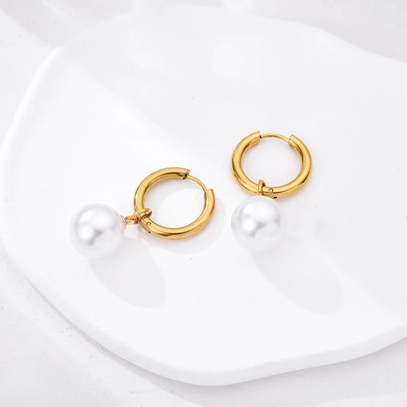 Pendientes De Perlas Blancas