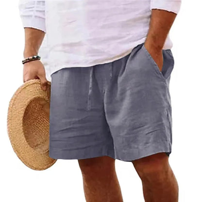Short de Algodón y Lino para Hombre - Gris