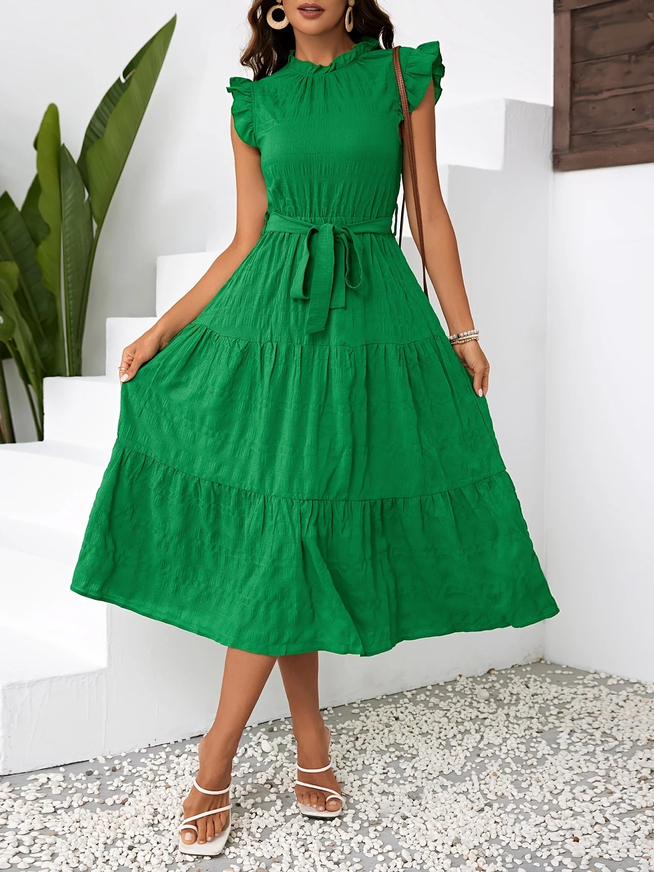 Vestido Midi Con Volantes