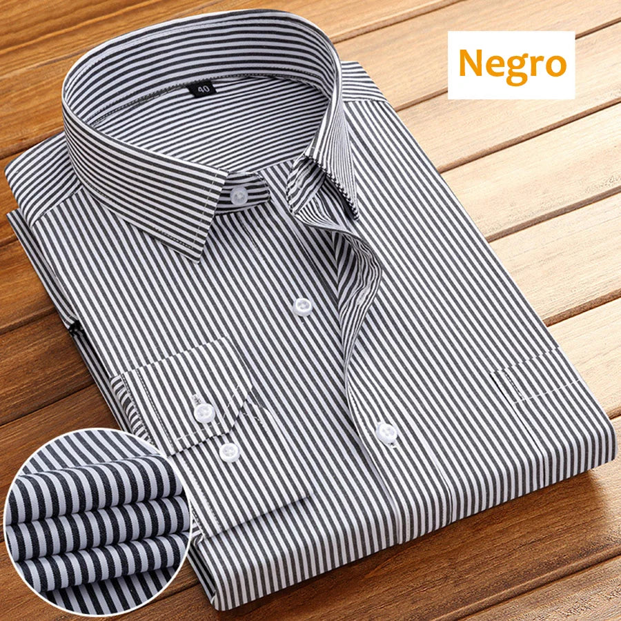 Camisa a rayas de manga larga para hombre, sin planchado, cómoda y transpirable, nueva ropa de primavera, camisa de negocios informal de alta calidad para hombre.