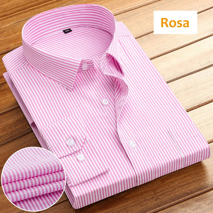 Camisa a rayas de manga larga para hombre, sin planchado, cómoda y transpirable, nueva ropa de primavera, camisa de negocios informal de alta calidad para hombre.
