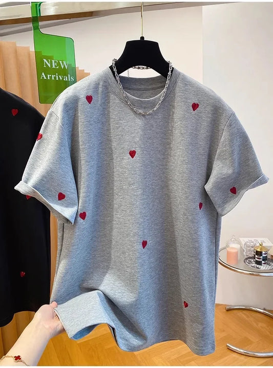 Camiseta Holgada Con Corazones