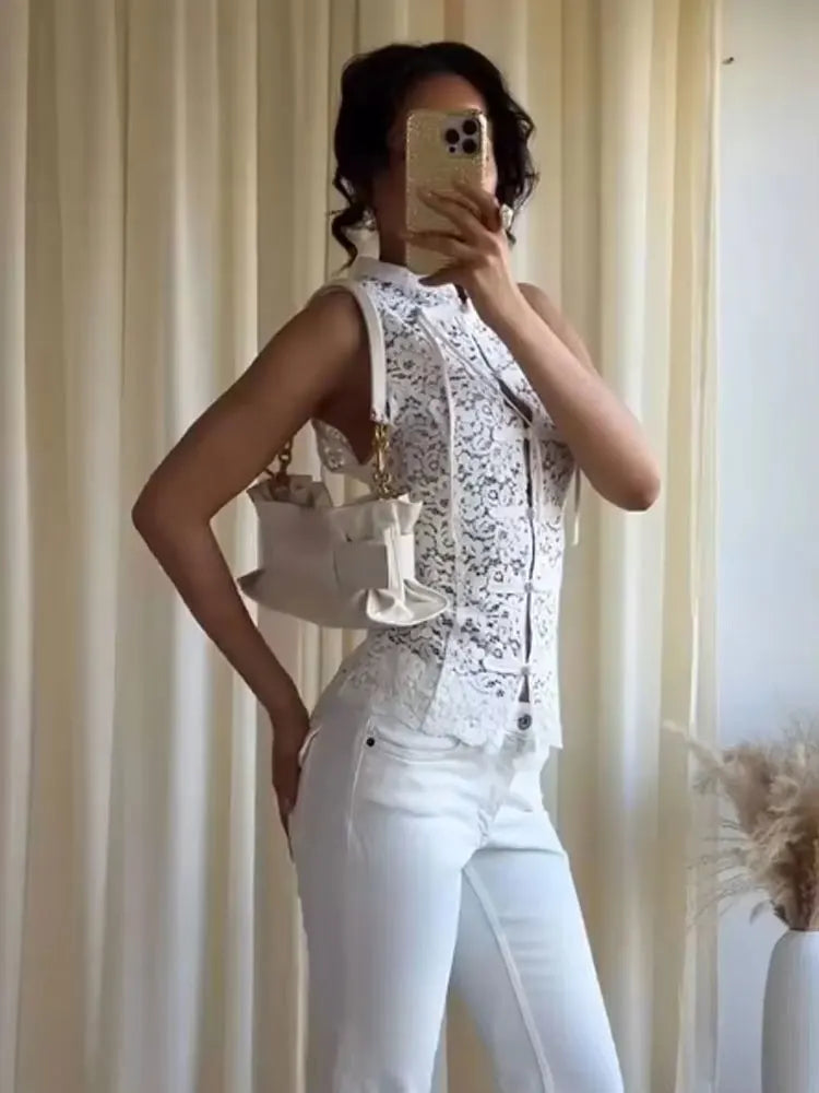 Chaleco de Encaje Blanco