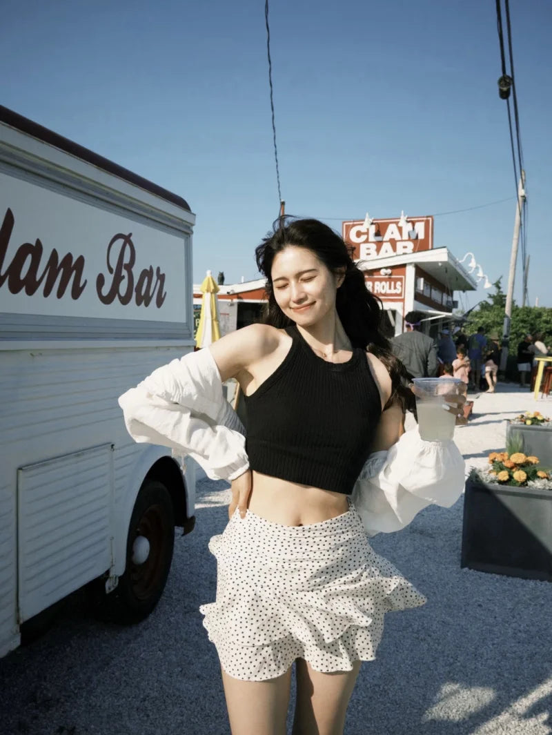 Falda Corta de Cintura Media