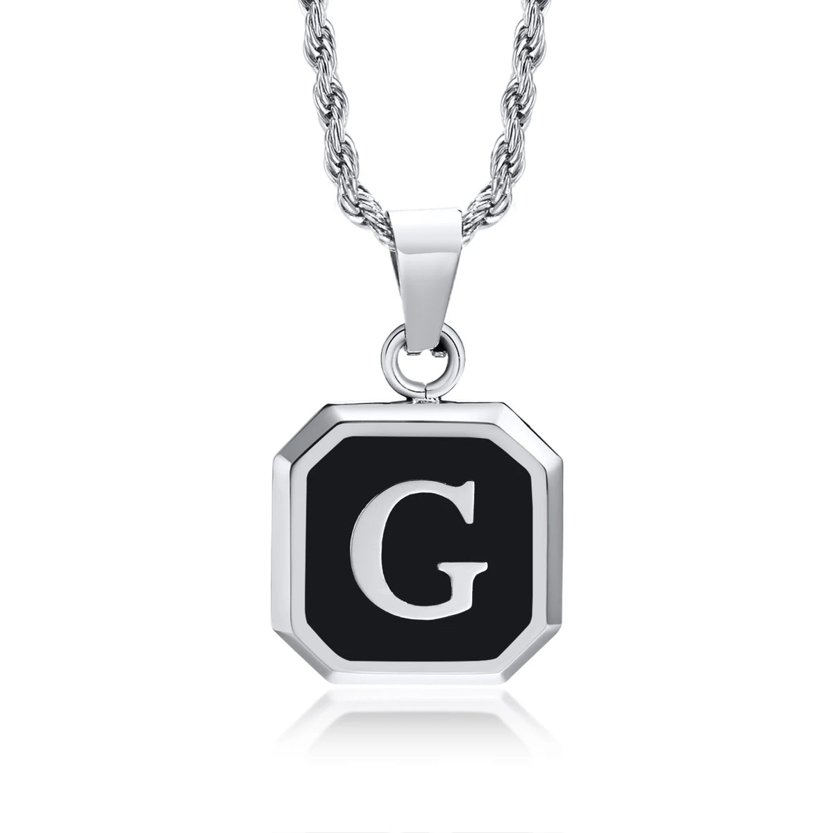 Collar con Inicial en Placa Cuadrada - G