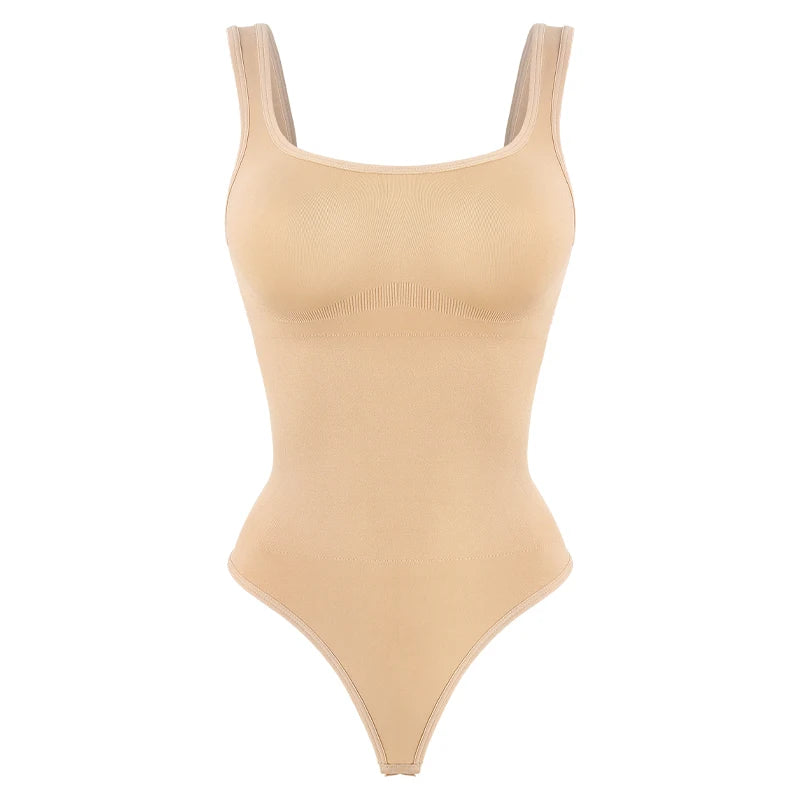 Body moldeador sin costuras de cuello cuadrado tipo tanga - Beige / S