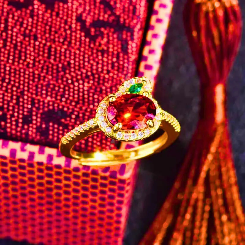 Anillo Cobre Zanahoria Circonita Cubica Naranja Y Verde N/a