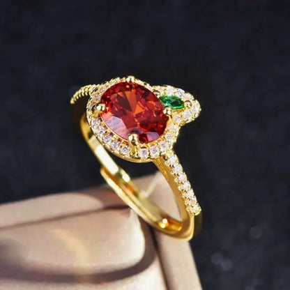Anillo Cobre Zanahoria Circonita Cubica Naranja Y Verde N/a