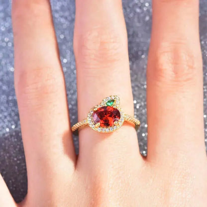 Anillo Cobre Zanahoria Circonita Cubica Naranja Y Verde N/a