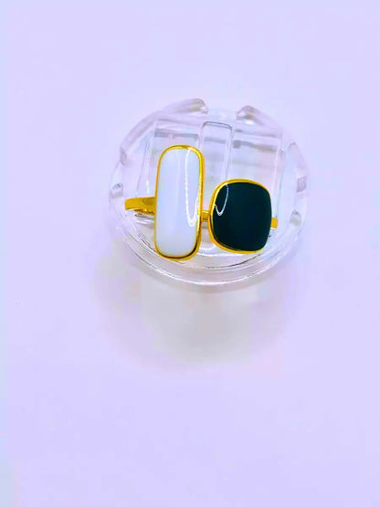Anillo ajustable geométrico de plata 925 con baño de oro 10K Calenbi - imagen 6
