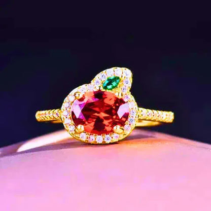 Anillo Cobre Zanahoria Circonita Cubica Naranja Y Verde N/a