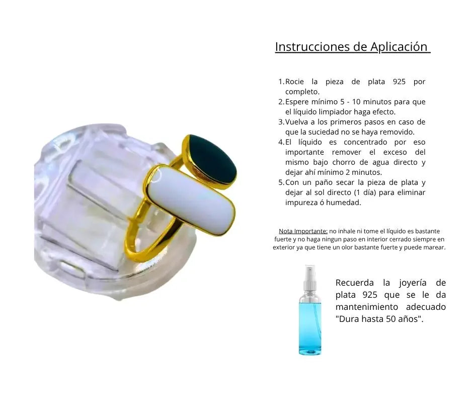 Anillo ajustable geométrico de plata 925 con baño de oro 10K Calenbi - imagen 2